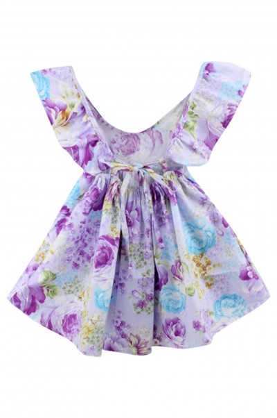 SKCC002 Order printed ruffled dresses for infants and young children Order children's dresses online Supply floral ruffled dresses detail view-1